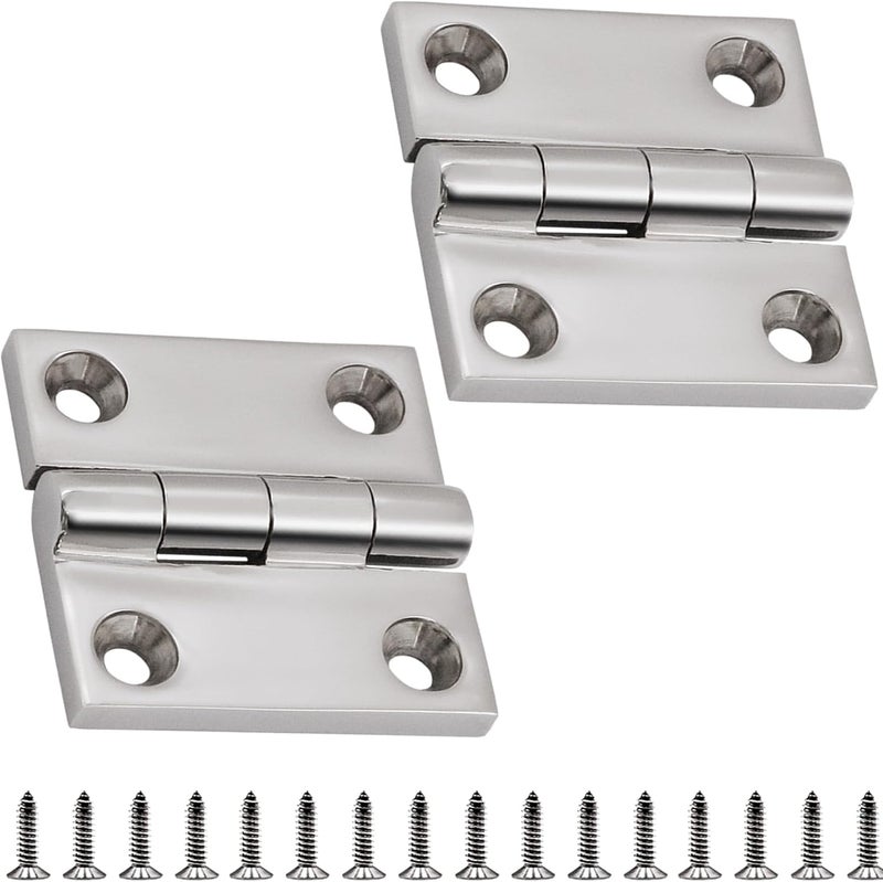 Laorde 316 Stainless Steel Hinges Marine Grade 1.5" x 1.5" Heavy Duty Boat Hatch Hinge (40 mm X 40 mm) 2 Pack Casting Cabinet Door Hinge with Screws - Image 1